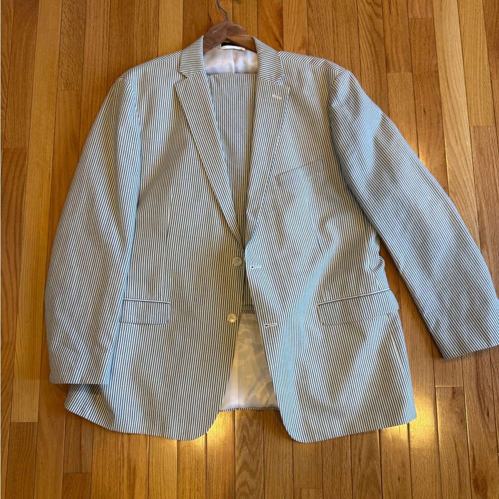 Lauren Ralph Lauren Seersucker Suit in Blue and White